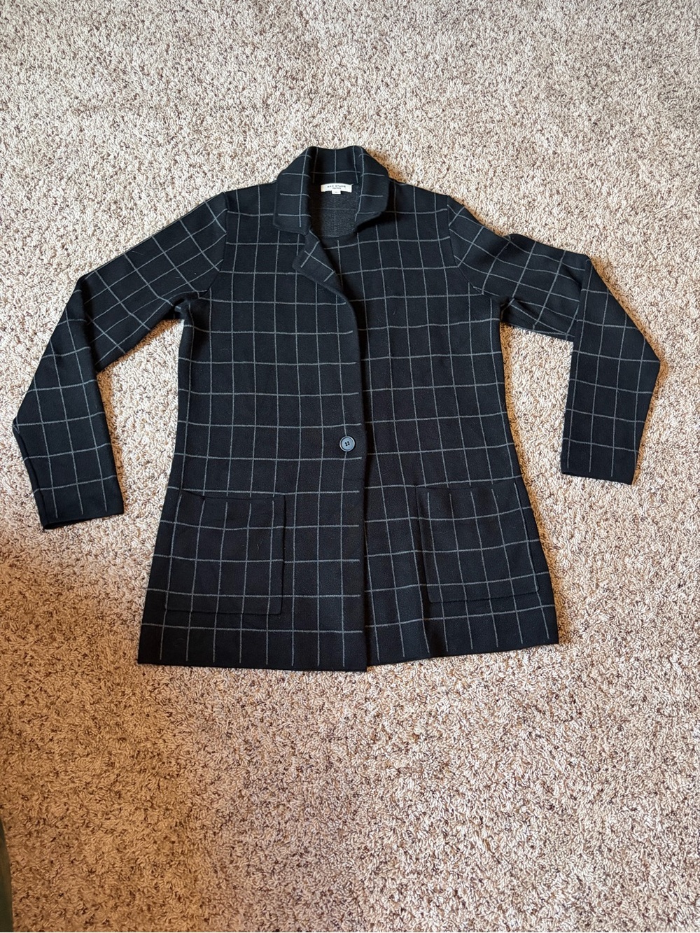 Max Studio Black Windowpane Single-Button Blazer